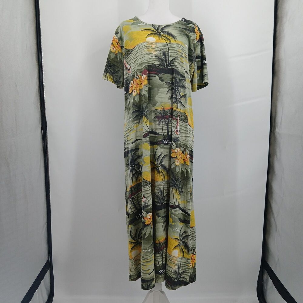 womans size large Vintage Royal Creations Hawaii Floral Hawaiian Maxi Dress
